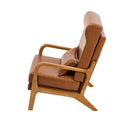 PU Leather Armchair Lounge Chair with Lumbar Pillow Brown