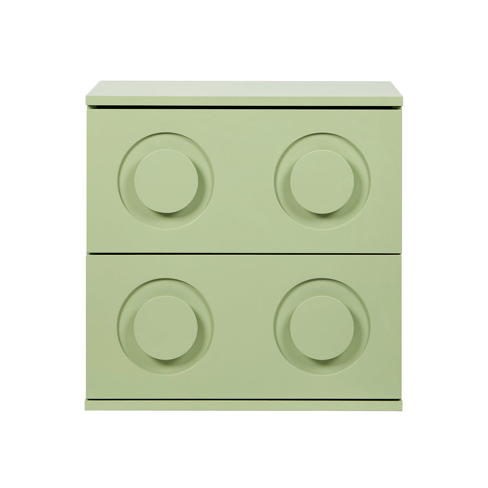 Green Bedside Table Nightstand with Two Drawers Storage Cabinet