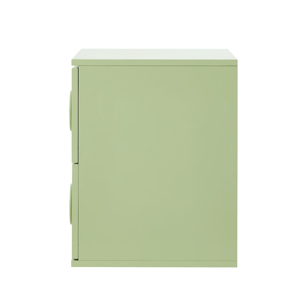 Green Bedside Table Nightstand with Two Drawers Storage Cabinet