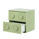 Green Bedside Table Nightstand with Two Drawers Storage Cabinet