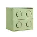 Green Bedside Table Nightstand with Two Drawers Storage Cabinet