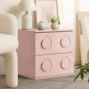 Pink Bedside Table Nightstand with Two Drawers Storage Cabinet