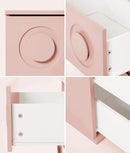 Pink Bedside Table Nightstand with Two Drawers Storage Cabinet
