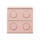 Pink Bedside Table Nightstand with Two Drawers Storage Cabinet