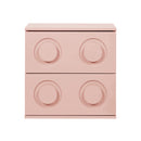 Pink Bedside Table Nightstand with Two Drawers Storage Cabinet