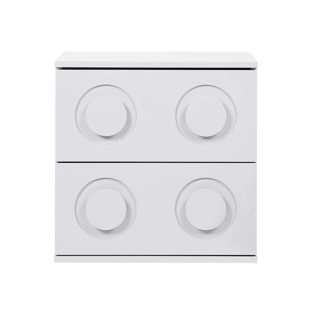 White Bedside Table Nightstand with Two Drawers Storage Cabinet