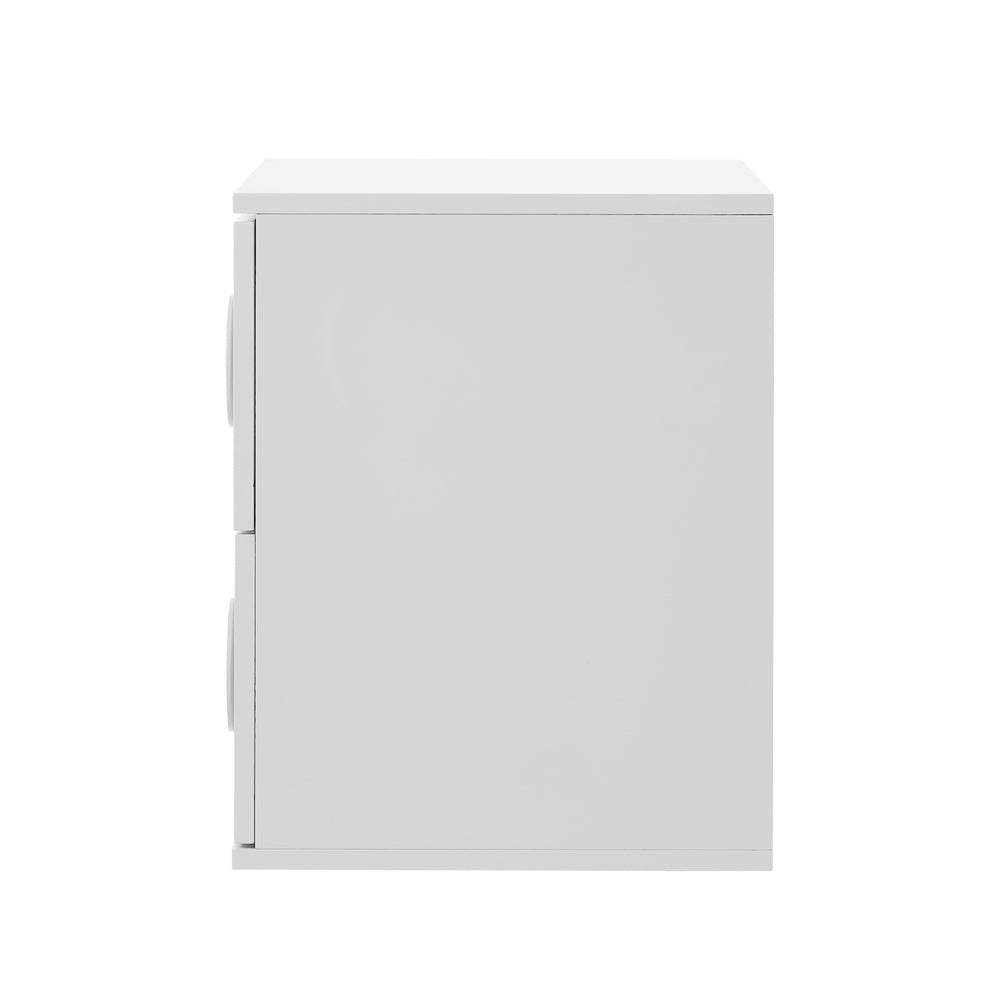 White Bedside Table Nightstand with Two Drawers Storage Cabinet