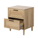 Natural Bedside Table Nightstand with Two Drawers