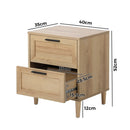 Natural Bedside Table Nightstand with Two Drawers