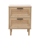 Natural Bedside Table Nightstand with Two Drawers