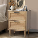 Natural Bedside Table Nightstand with Two Drawers