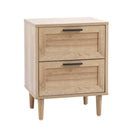 Natural Bedside Table Nightstand with Two Drawers