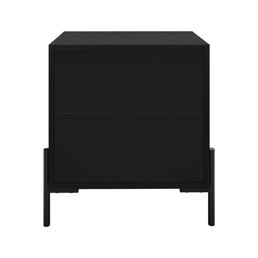 Bedside Table Nightstand with Drawer and Storage - Walnut and Black