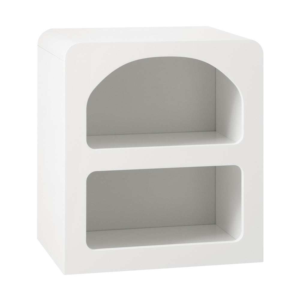 White Bedside Table Nightstand with Open Shelf