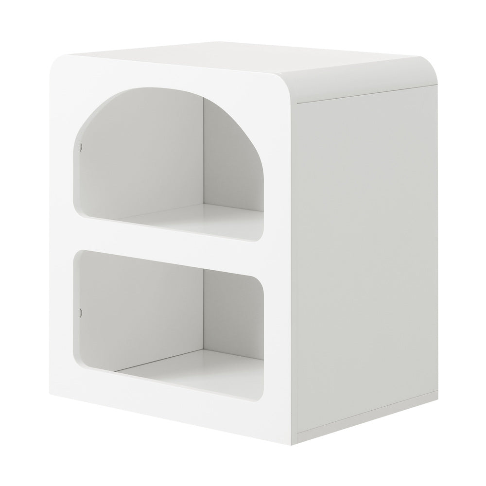 White Bedside Table Nightstand with Open Shelf