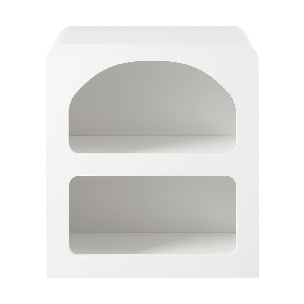 White Bedside Table Nightstand with Open Shelf