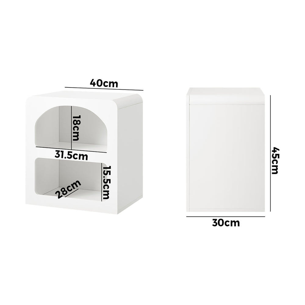 White Bedside Table Nightstand with Open Shelf