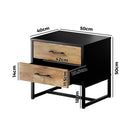 Metal Industrial Bedside Table with Two Drawers and Storage