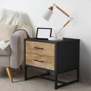 Metal Industrial Bedside Table with Two Drawers and Storage