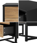 Metal Industrial Bedside Table with Two Drawers and Storage