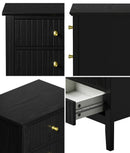 Black Bedside Table Nightstand with Three Drawers Side End