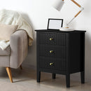 Black Bedside Table Nightstand with Three Drawers Side End