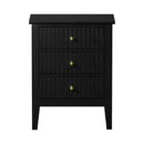 Black Bedside Table Nightstand with Three Drawers Side End