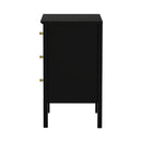 Black Bedside Table Nightstand with Three Drawers Side End