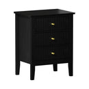 Black Bedside Table Nightstand with Three Drawers Side End