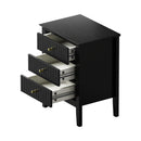 Black Bedside Table Nightstand with Three Drawers Side End