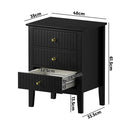 Black Bedside Table Nightstand with Three Drawers Side End