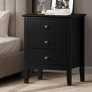 Black Bedside Table Nightstand with Three Drawers Side End