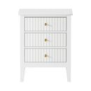 White Bedside Table Nightstand with Three Drawers Side End