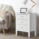 White Bedside Table Nightstand with Three Drawers Side End