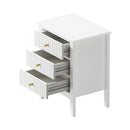 White Bedside Table Nightstand with Three Drawers Side End