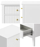 White Bedside Table Nightstand with Three Drawers Side End