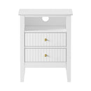 White Bedside Table Nightstand with 2 Drawers and Storage Cabinet
