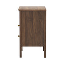 Walnut Bedside Table Nightstand with 2 Drawers and Storage Cabinet