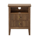 Walnut Bedside Table Nightstand with 2 Drawers and Storage Cabinet