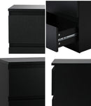 Black Bedside Table Nightstand with 2 Drawers