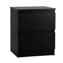 Black Bedside Table Nightstand with 2 Drawers