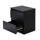 Black Bedside Table Nightstand with 2 Drawers