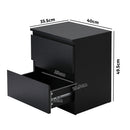 Black Bedside Table Nightstand with 2 Drawers