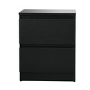 Black Bedside Table Nightstand with 2 Drawers