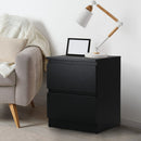 Black Bedside Table Nightstand with 2 Drawers
