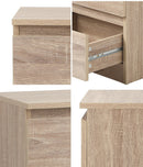 Natural Bedside Table Nightstand with 2 Drawers