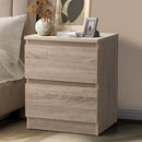 Natural Bedside Table Nightstand with 2 Drawers