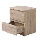 Natural Bedside Table Nightstand with 2 Drawers