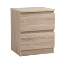 Natural Bedside Table Nightstand with 2 Drawers