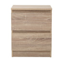 Natural Bedside Table Nightstand with 2 Drawers